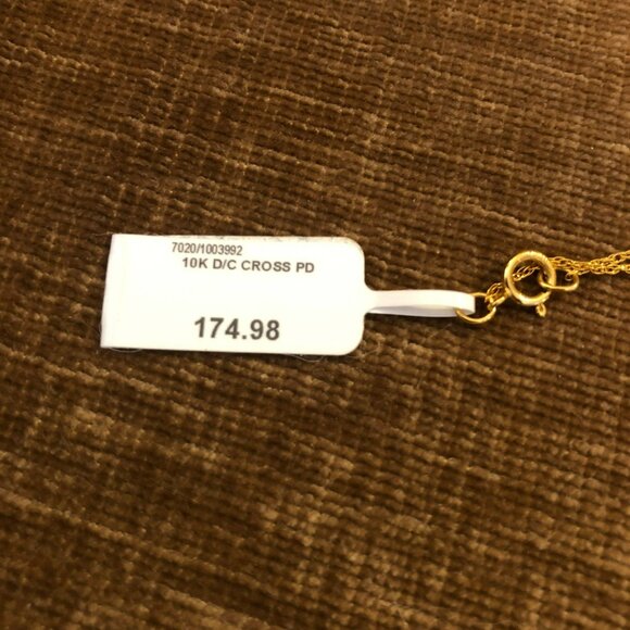 10K Gold D/C Cross Pendant Necklace 18" NEW - Picture 3 of 5